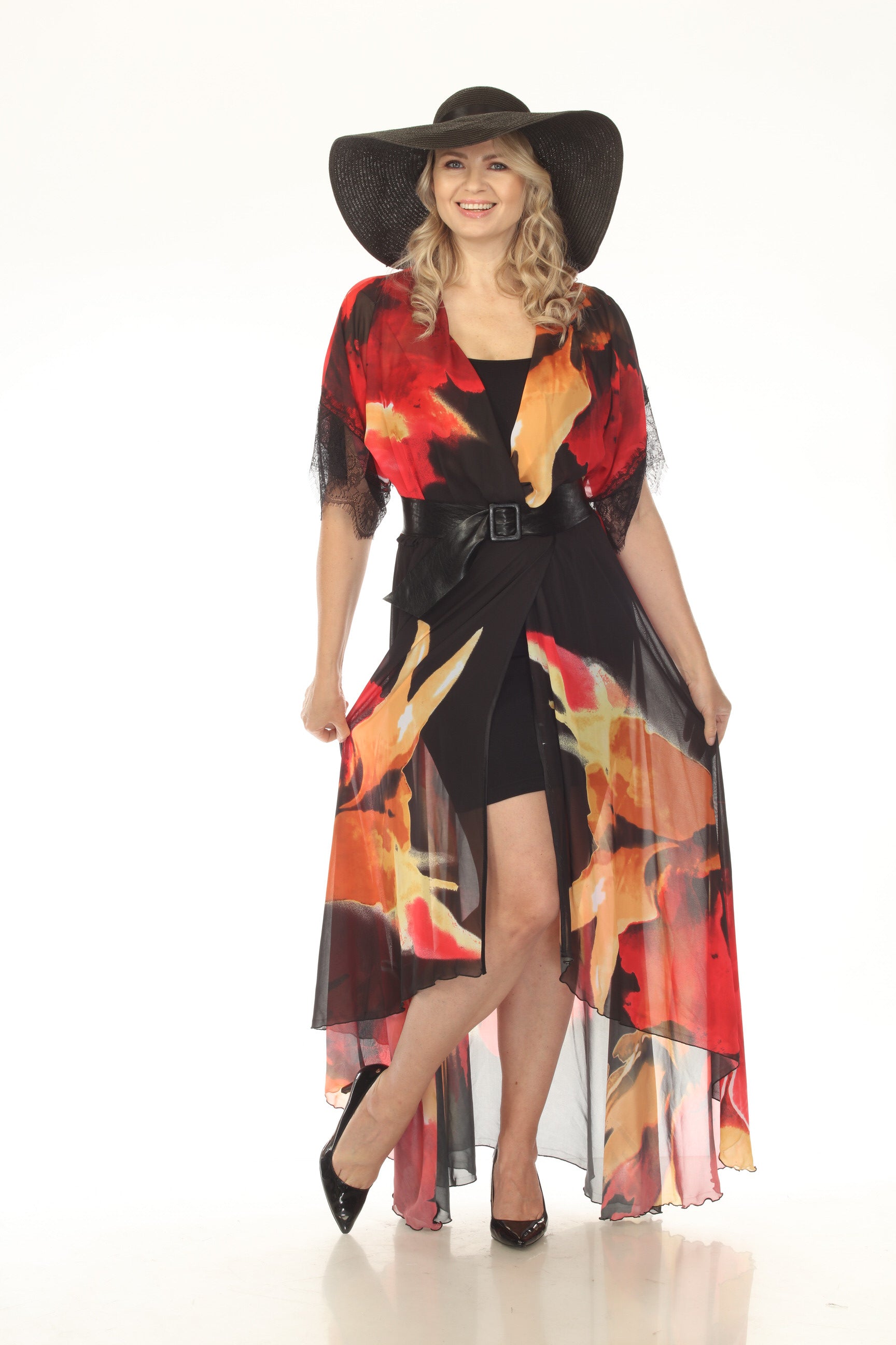 Black Chiffon Maxi Wrap Dress Black / S