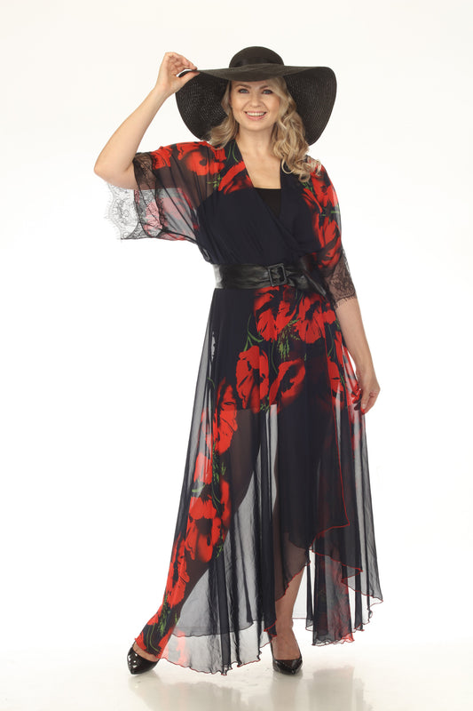 Poppy Chiffon Maxi Wrap Dress