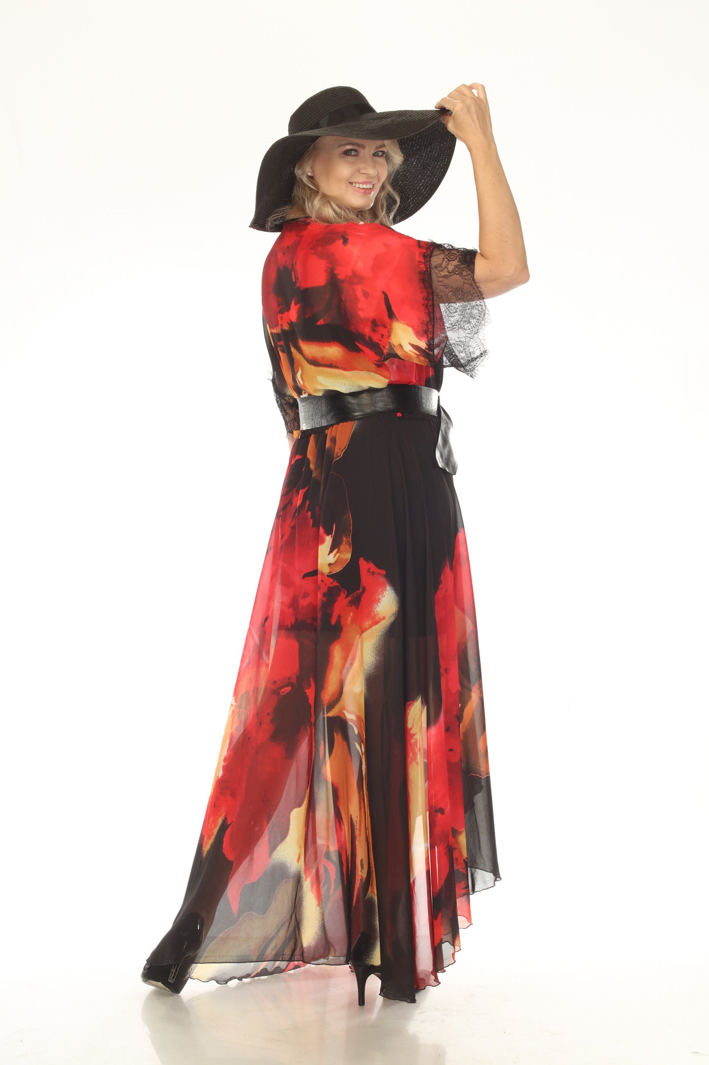 Black Chiffon Maxi Wrap Dress