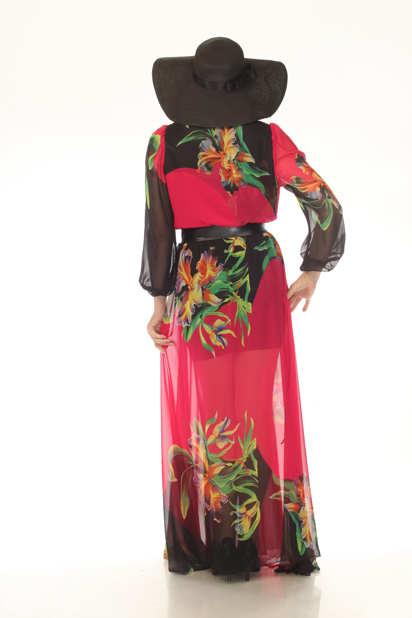 Iris Fuchsia Long Sleeve Maxi Wrap Dress