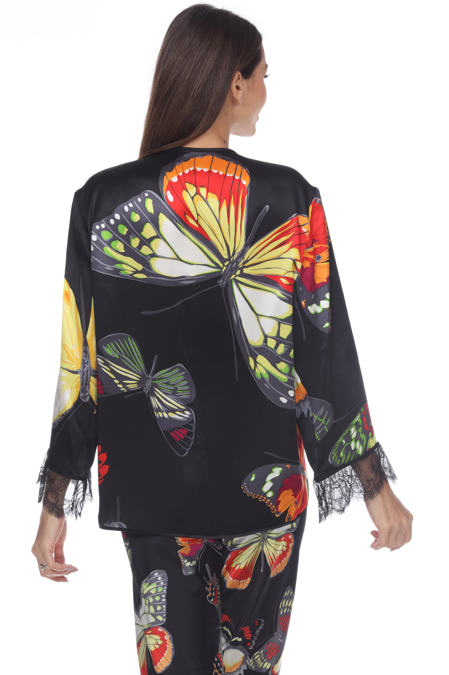 Printed Charmeuse Lace Top