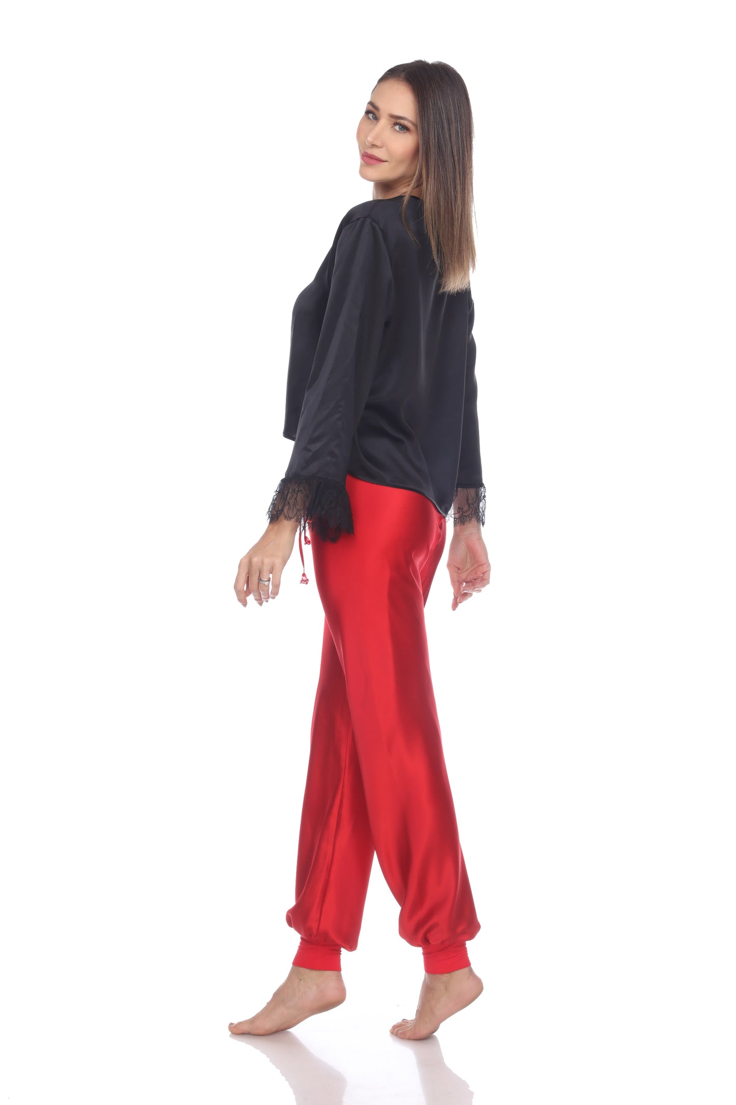 Solid Charmeuse Lace Top