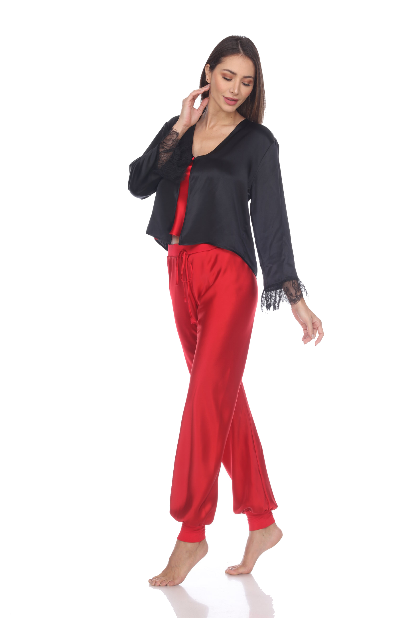 Solid Charmeuse Lace Top