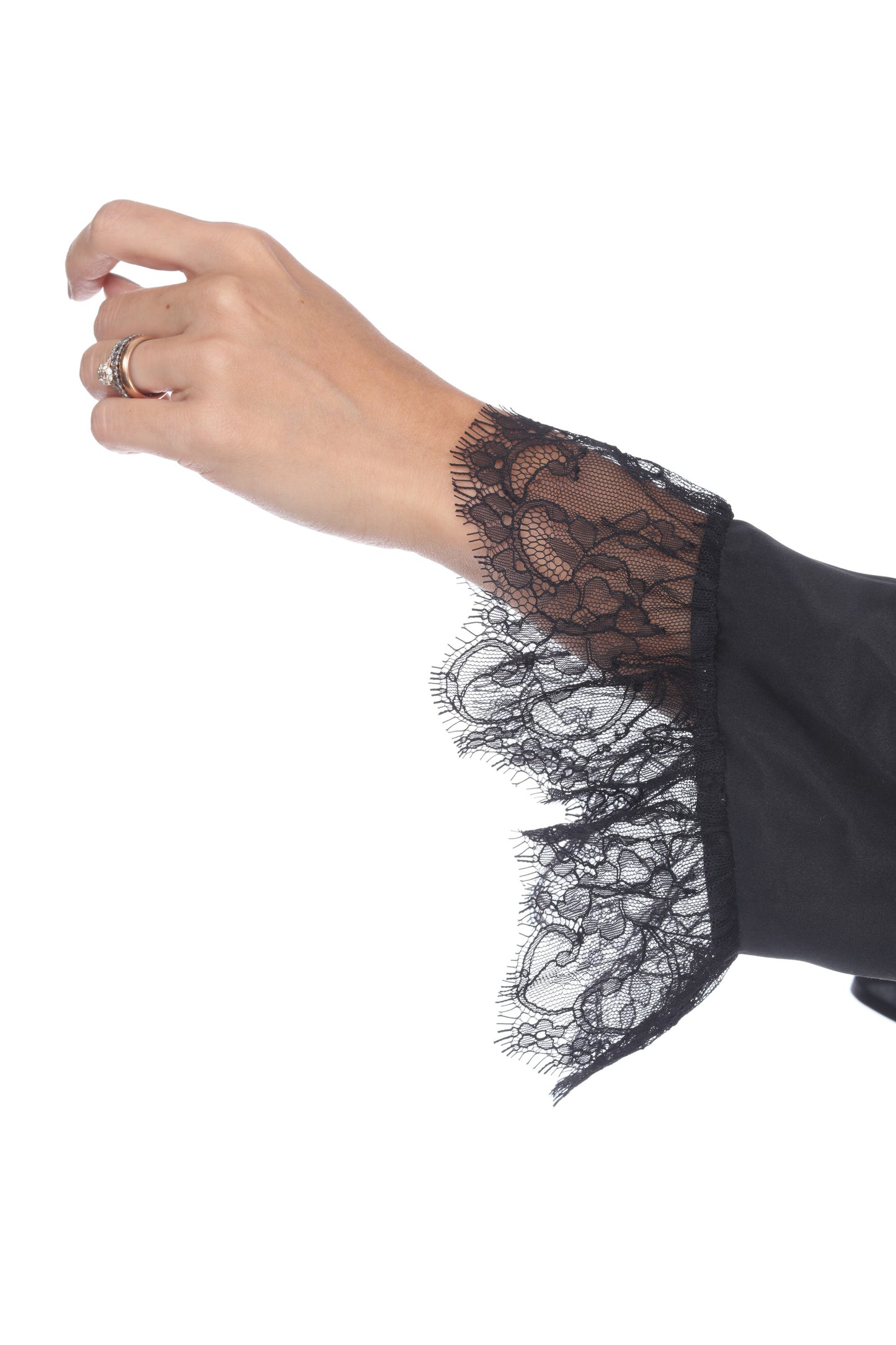Solid Charmeuse Lace Top