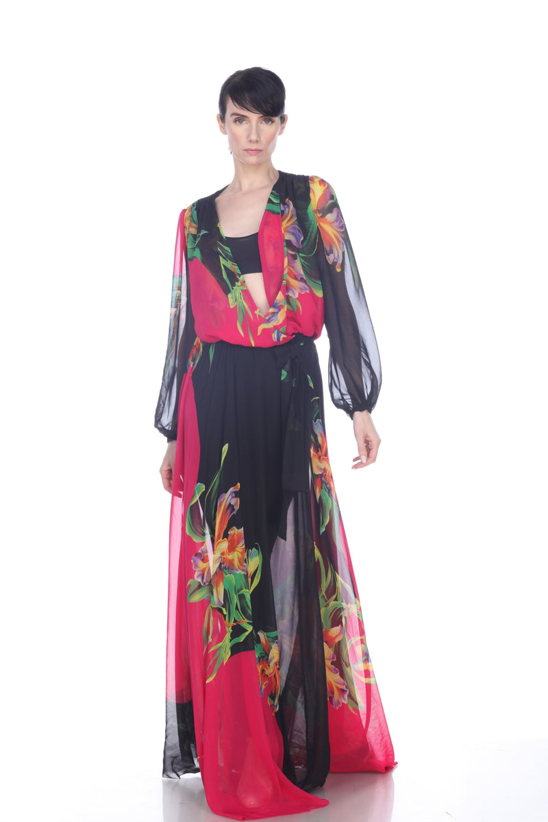 Floral Chiffon Long Robe