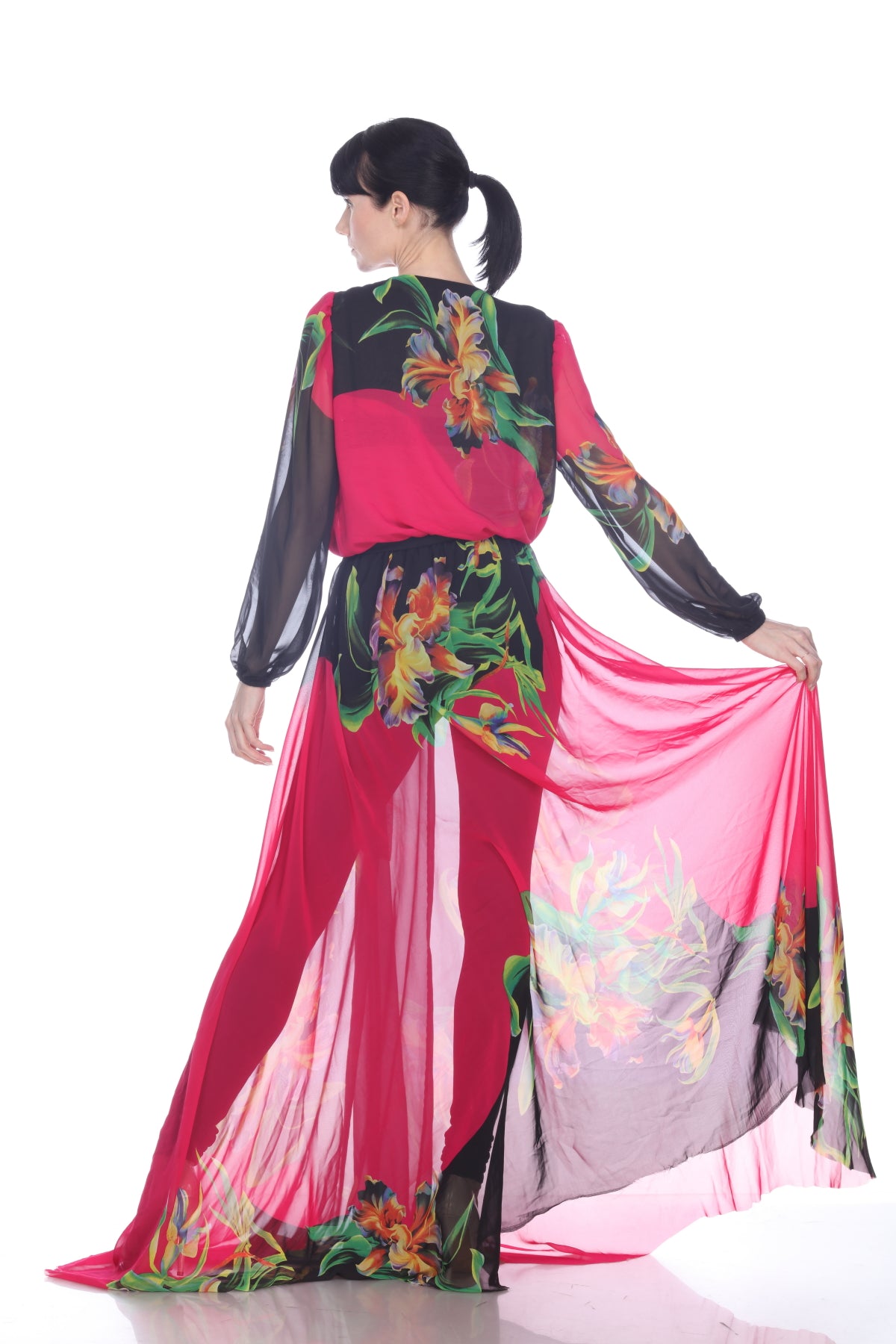 Floral Chiffon Long Coat