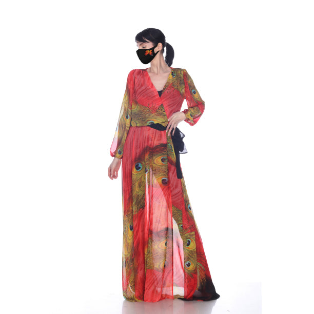 Peacock Chiffon Long Coat