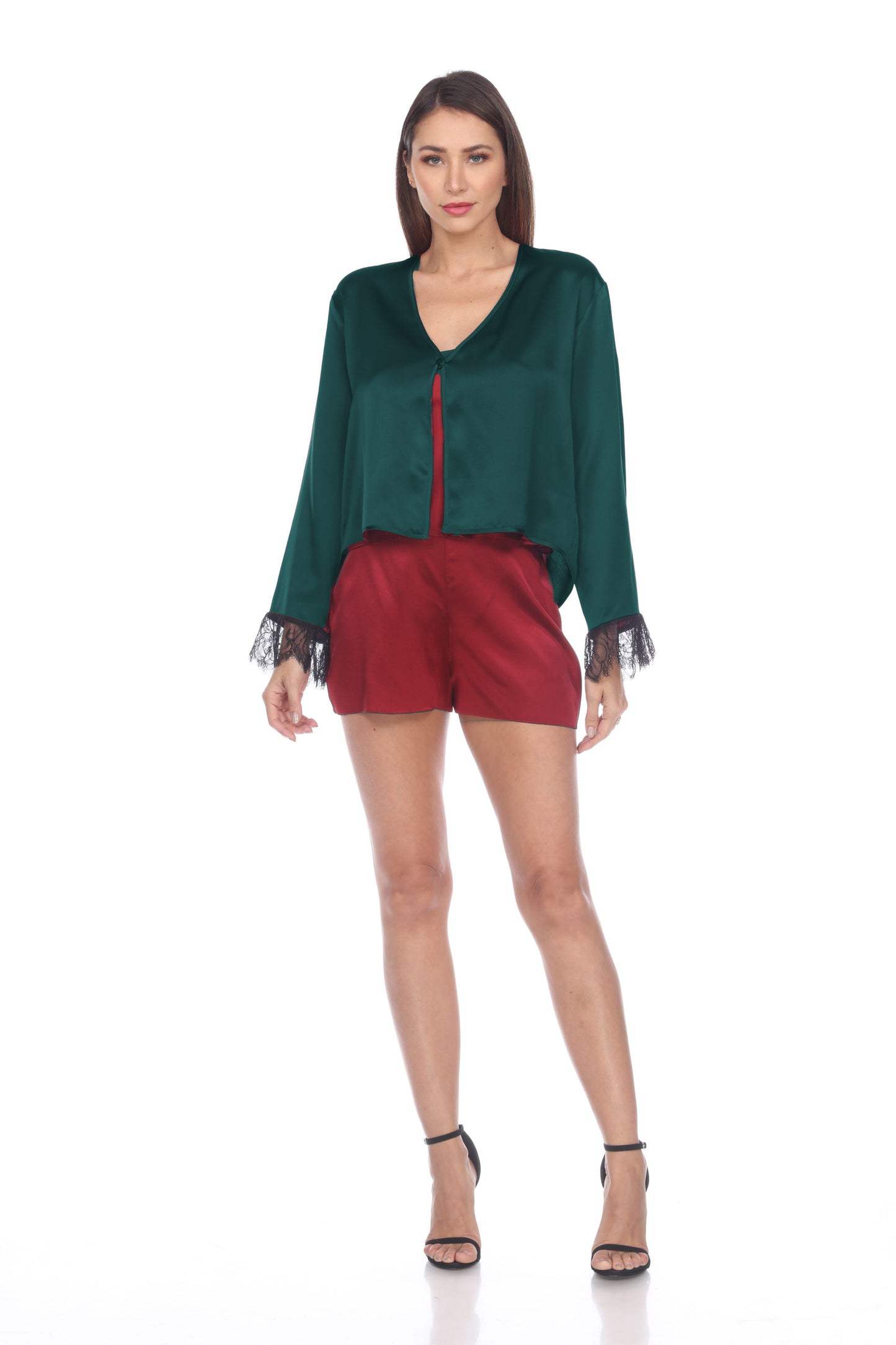 Solid Charmeuse Lace Top