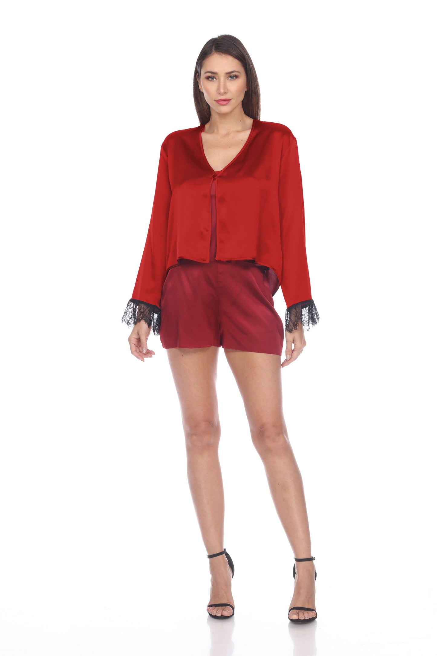 Solid Charmeuse Lace Top
