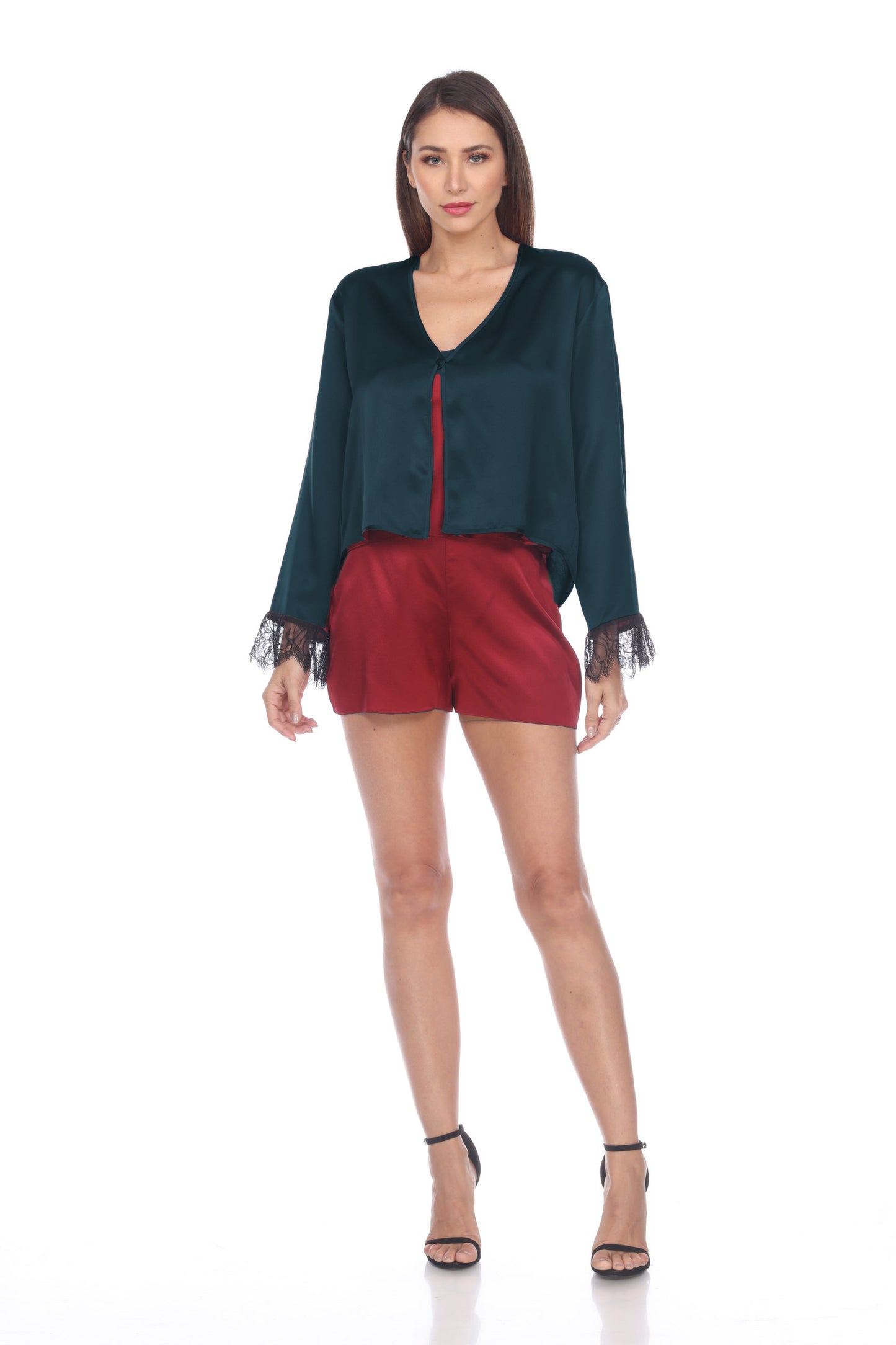 Solid Charmeuse Lace Top