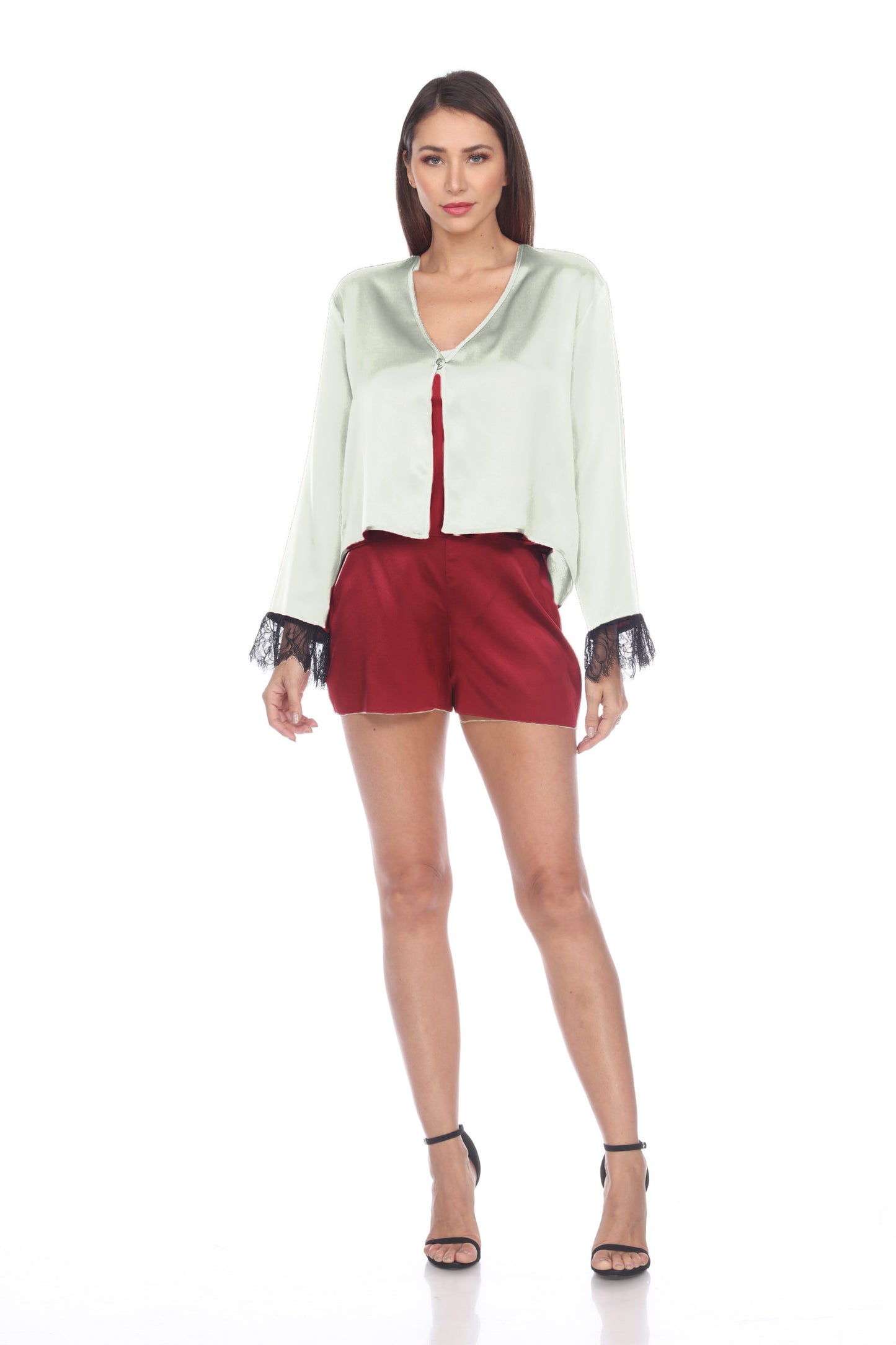 Solid Charmeuse Lace Top